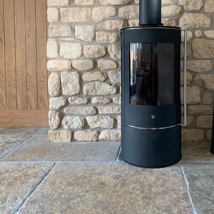 Tumbled and brushed Somerset limestone floor tiles